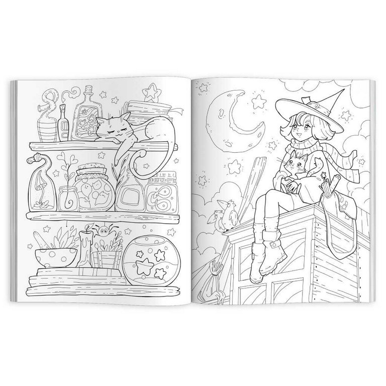 Раскраска А5 "Не очень страшные раскраски. Ведьмочки и колдовство" 8 стр. Феникс+