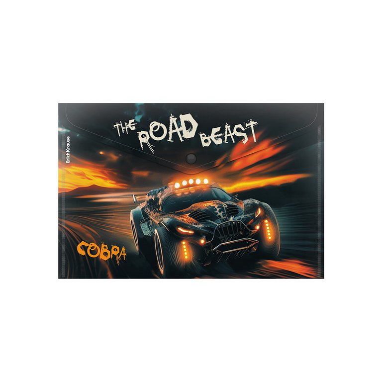 Папка-конверт на кнопке A4 пластик 0,16 мм ErichKrause Road Beast ассорти