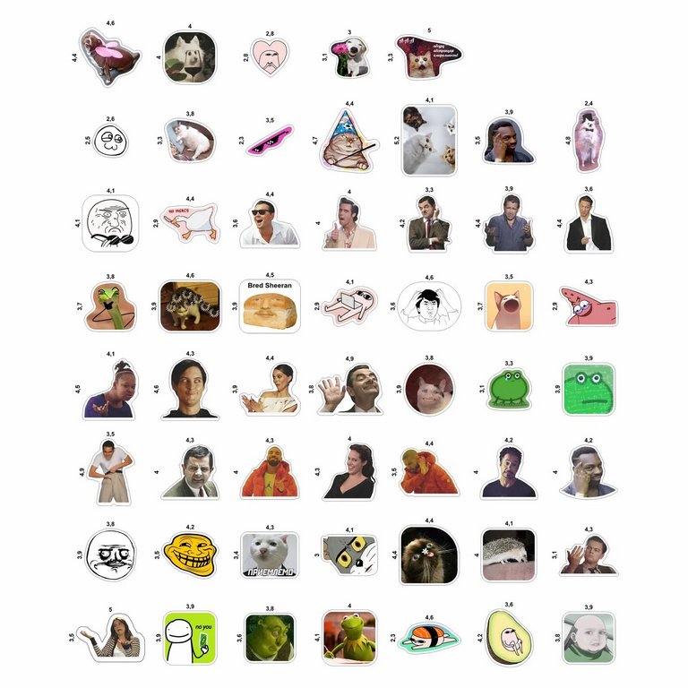 Набор наклеек  9 листов "Мемы" (54 шт) Nalepking