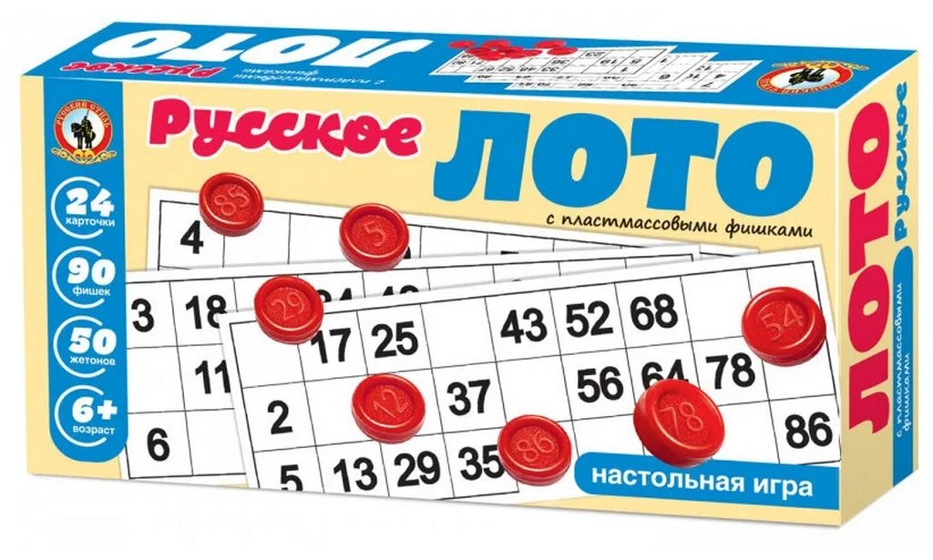 Игра настольная Лото "Русское лото" пласт. фишки