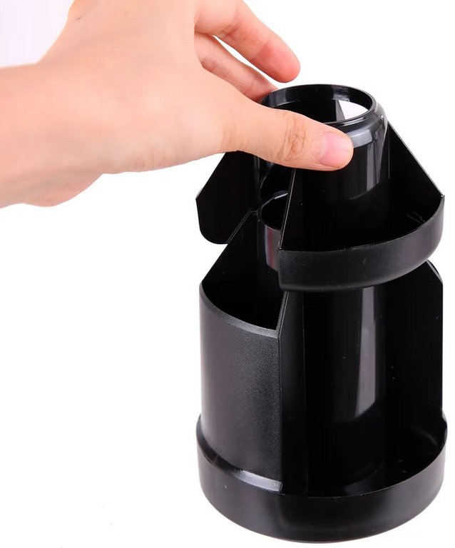 Набор настольный пластик 15 предметов Deli черный, вращающийся