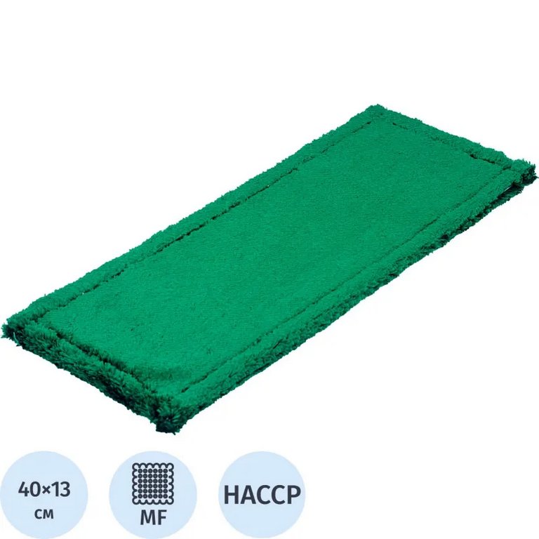 Моп для швабры (микрофибра) 40*13 см, уши/карманы цв. зелёный