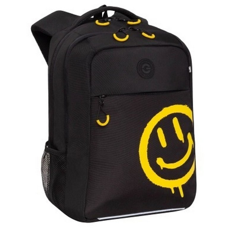 Рюкзак школьный для мальчика Grizzly 26*39*19 см, черный/жетый