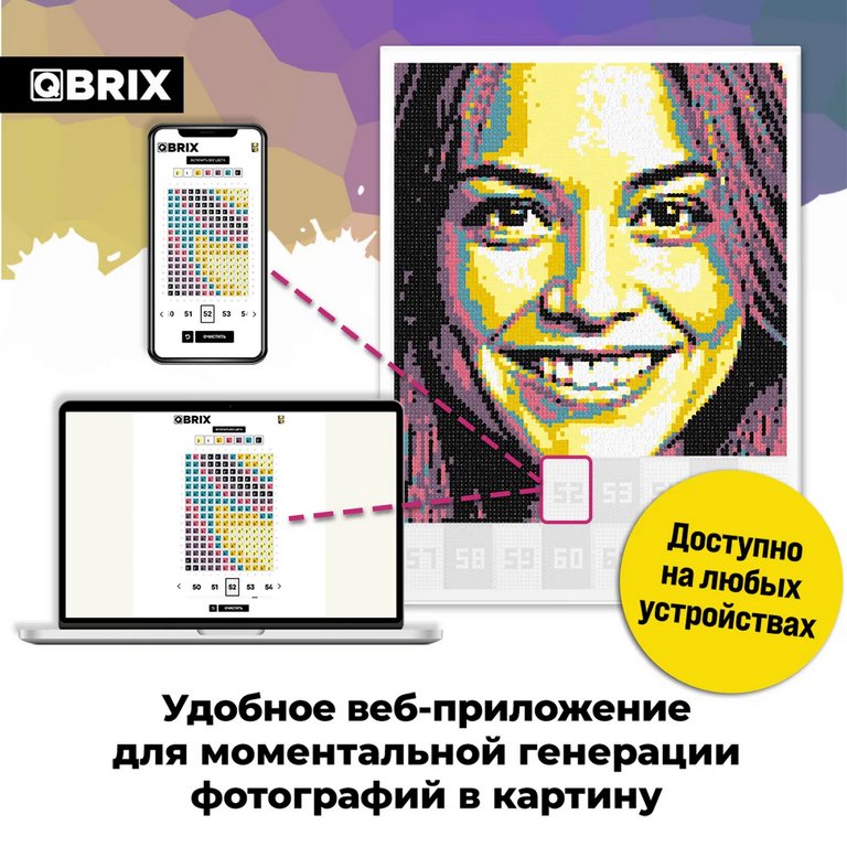 Роспись по номерам из любой фотографии (холст) 30*40см QBRIX POP-ART (7 цв. в яркой палитре)