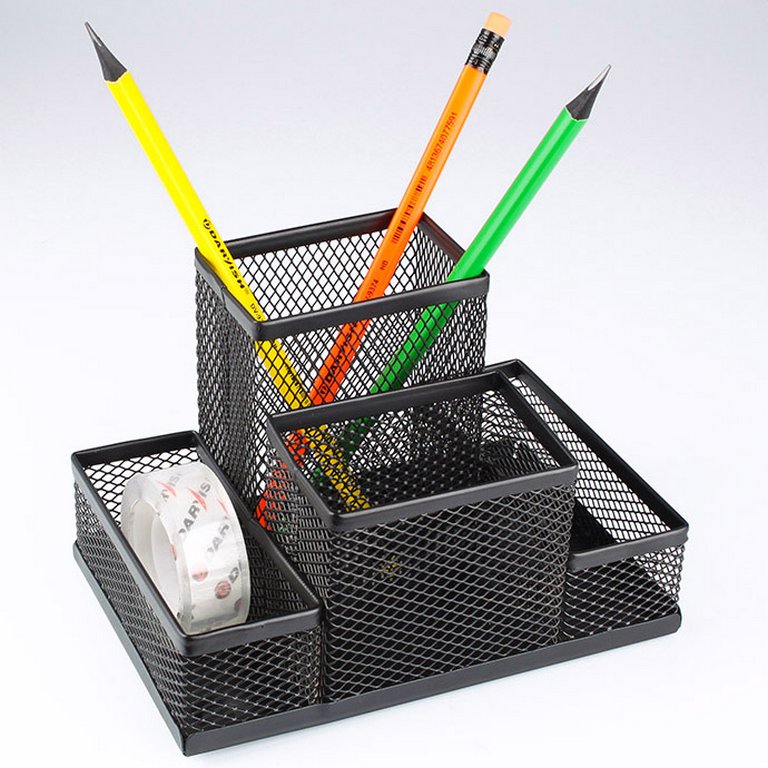 Подставка наст д/канц. принадлеж. металл, Attache 4 отд. черная