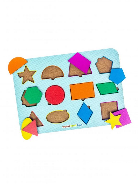Доска-вкладыш Монтессори "Геометрические формы" (дерево) WOODLENDTOYS