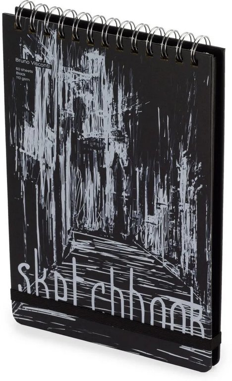 Скетчбук 180*260 мм, 80л. гребень "SKETCHBOOK" ЧЕРНЫЙ 110 гр. (4 ВИДА)