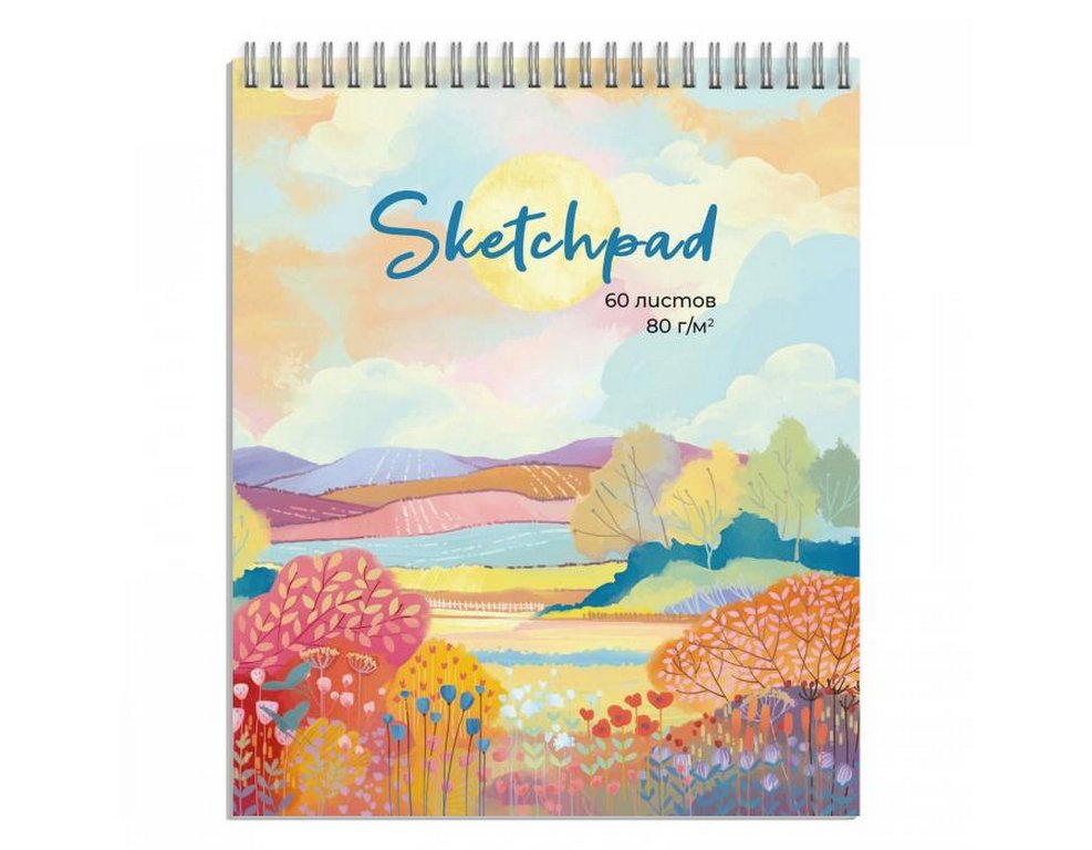 Скетчбук 125*150 мм, 60л. гребень "ВАНИЛЬНОЕ НЕБО" 80 г/м2