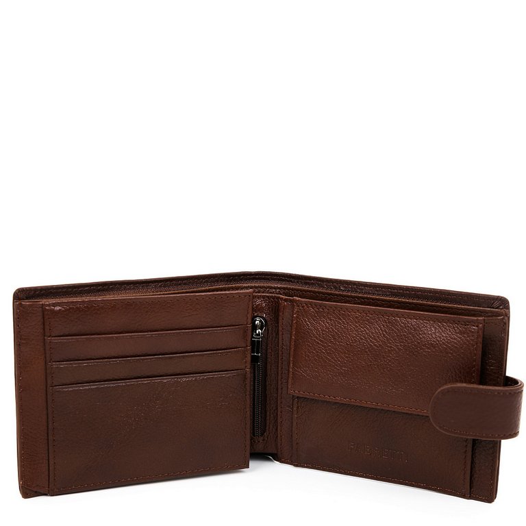 Портмоне FABRETTI мужское, нат.кожа, 14*10*3,5см, коричневый