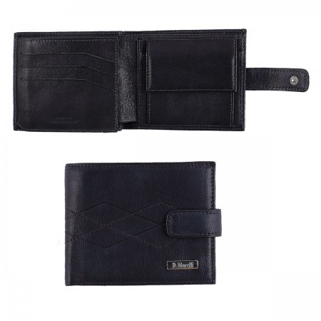 Портмоне D.Morelli мужское "БОНД" с хлястиком, нат.кожа, синий