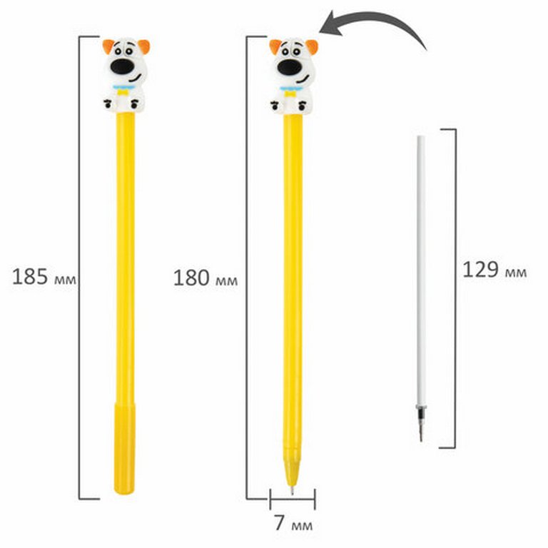 Ручка шариковая сувенирная "Собачка" 0,7мм, синяя (ассорти) ЮНЛАНДИЯ