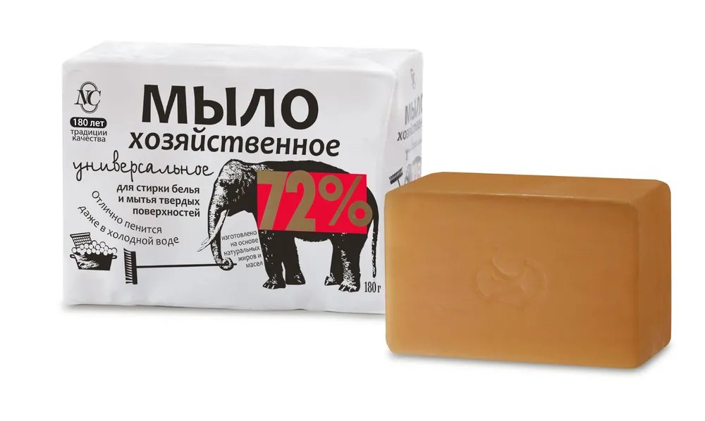 Мыло хозяйственное 72% 180 г. Универсальное со слоном Невская Косметика