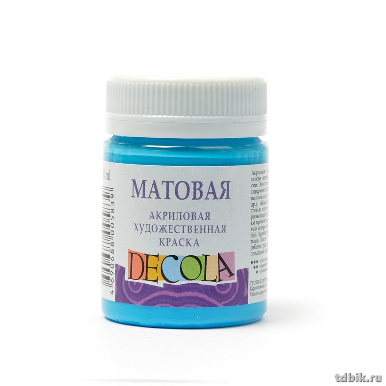 Краска акриловая художественная матовая 50мл небесно-голубая Декола