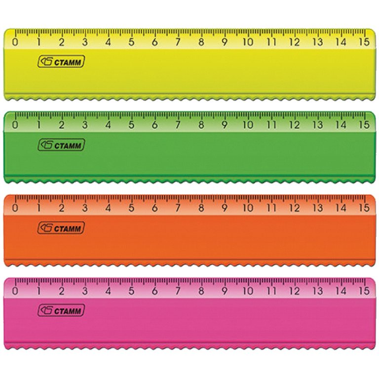 Линейка 15 см. пласт. волнистый край Стамм "NEON"