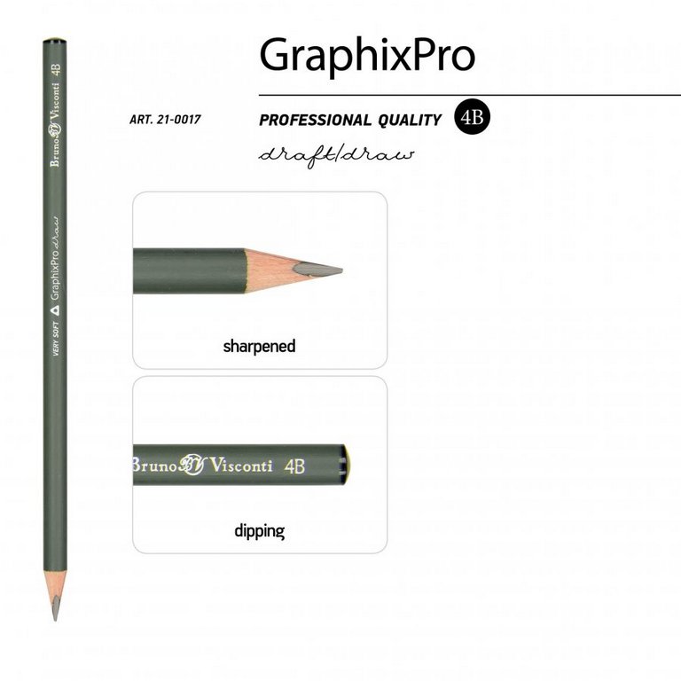 Карандаш ч/г  4В трехгранный Bruno Visconti "GraphixPro"