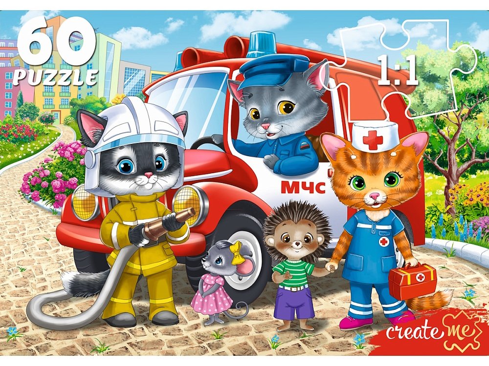 Пазлы   60 дет. "Котята-спасатели" Рыжий КОТ