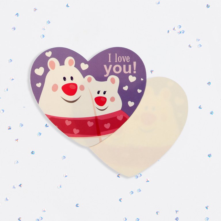 Открытка "Валентинка" мини "I love you" медведи" 7 х 6см