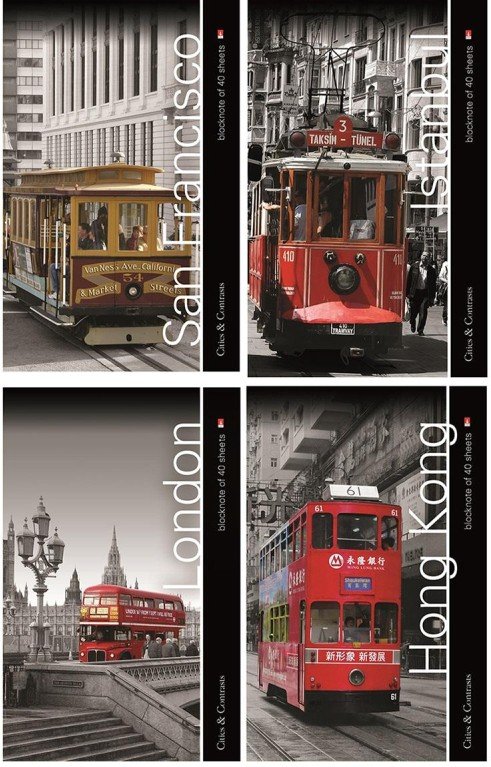 Блокнот А5  40л., 148*210 мм, на гребне "ГОРОДА"  4 ВИДА