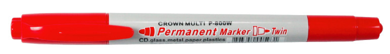 Маркер перманентный   двусторонний 2-4 мм Crown круглый, красный