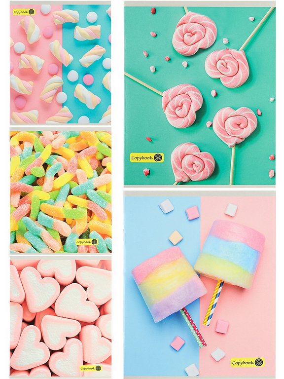 Тетрадь 48 лист кл. А5 на скрепке "РАЗНООБРАЗИЕ СЛАДОСТЕЙ" ассорти Collezione