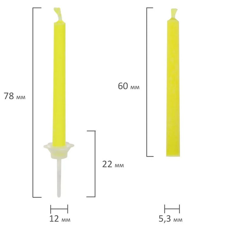 Свечи для торта с цветным племенем 6шт., 6 см Золотая сказка