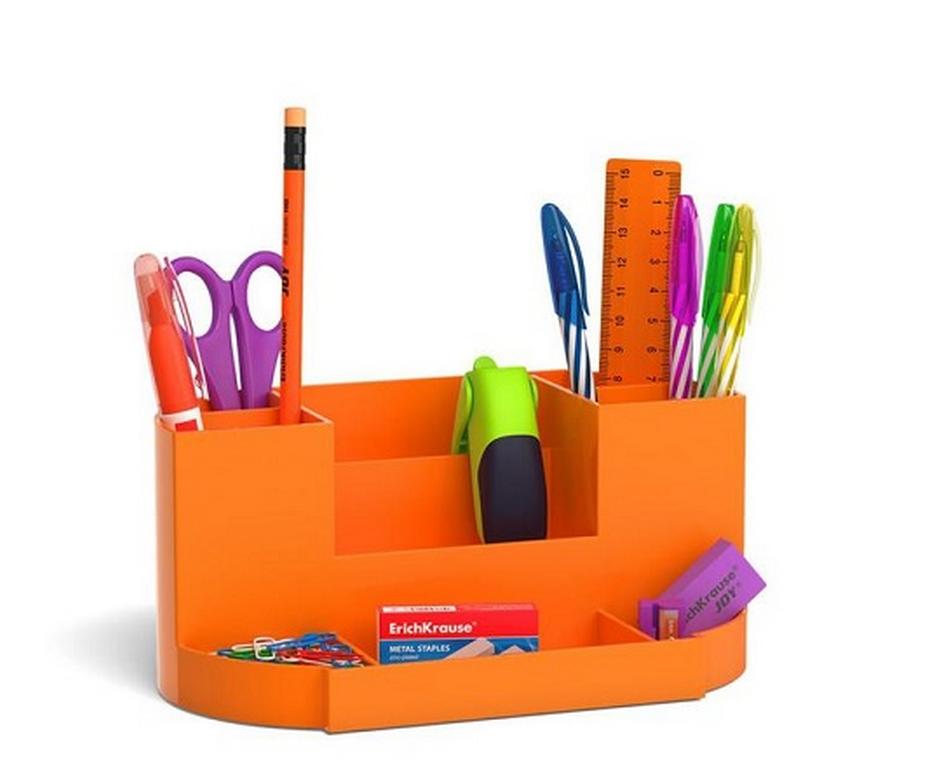 Подставка наст д/канц. принадлеж. Erich Krause "Victoria Neon Solid" 9 отд. оранжевая