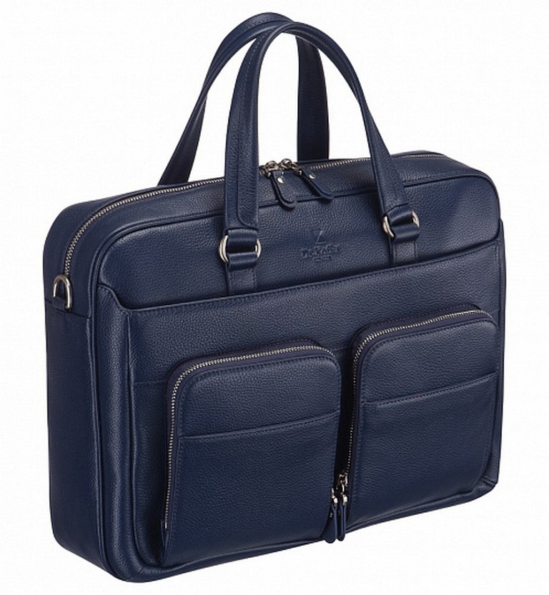 Сумка мужская Dr.Koffer 38*28*9 см, нат. кожа, на плечевом ремне, синяя