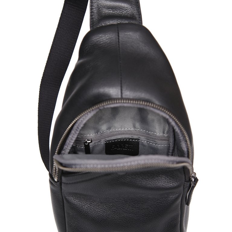 Сумка мужская FABRETTI 17*31*5, нат. кожа, черный