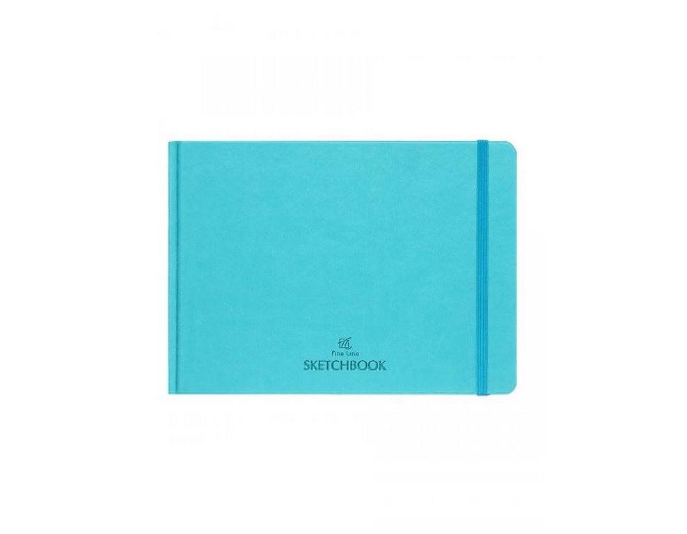 Скетчбук 148*210 мм, 32л. твердая обложка, иск. кожа "Бирюзовый" бумага д/акварели 200 г/кв.м.