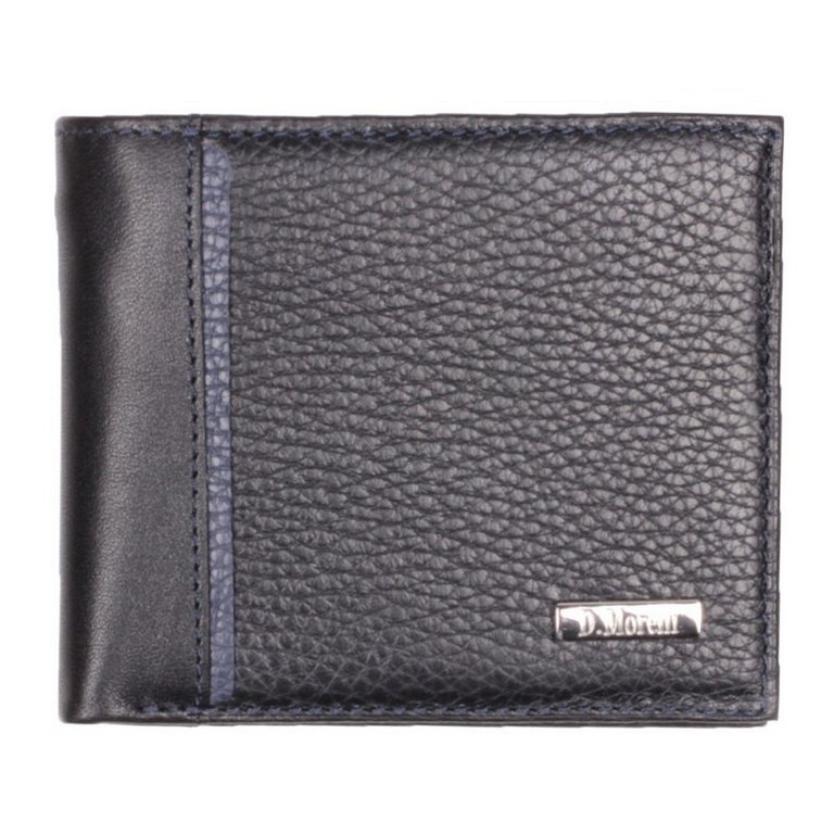 Портмоне D.Morelli мужское "Бруно" нат.кожа, черный с синим