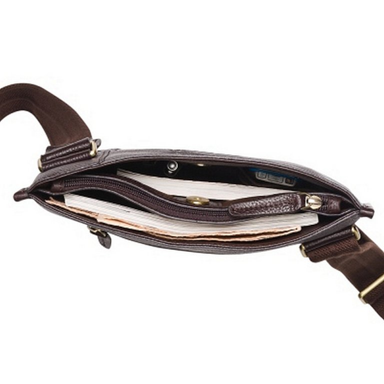 Сумка мужская Dr.Koffer 30*28*4 см, нат. кожа, на плечевом ремне, коричневая