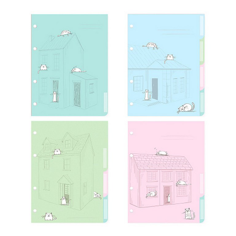 Разделители для тетради на кольцах А5 4л. "ДОВОЛЬНЫЕ КОТЫ"