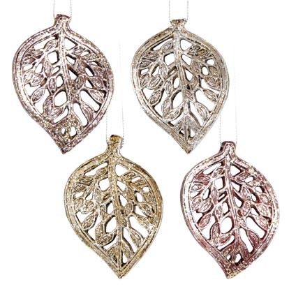 Украшение елочное из пластика "Листок" 9см, цв. в ассортименте