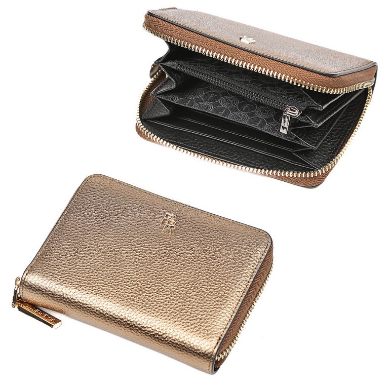 Портмоне FABRETTI женское, нат. кожа, 13*10*2 см, золотистый/бронзовый