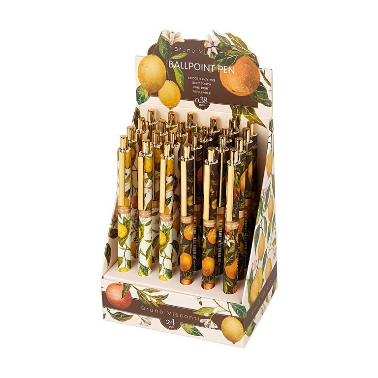 Ручка шариковая авт. Bruno Visconti "Flora Fruits"  0,38мм синяя (ст.108мм, лин.0,36) игольч.