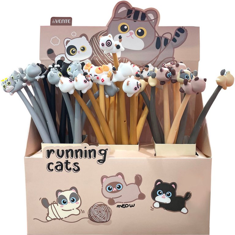Ручка шариковая сувенирная "Running Cats" 0,7мм синяя масляная (ассорти) deVENTE