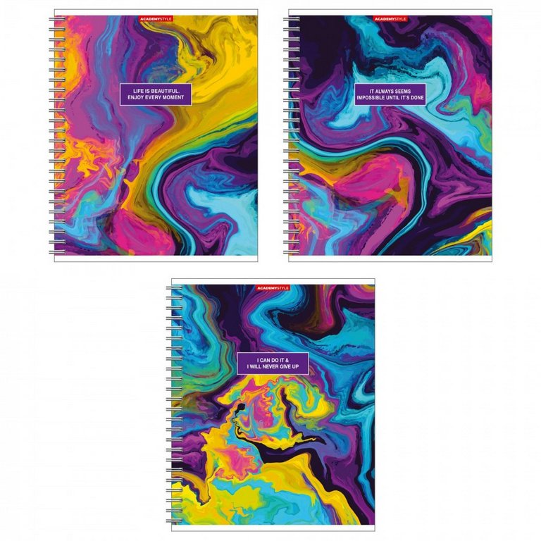 Тетрадь 48 лист кл. А5 на спирали "Цветные разводы" полн. УФ