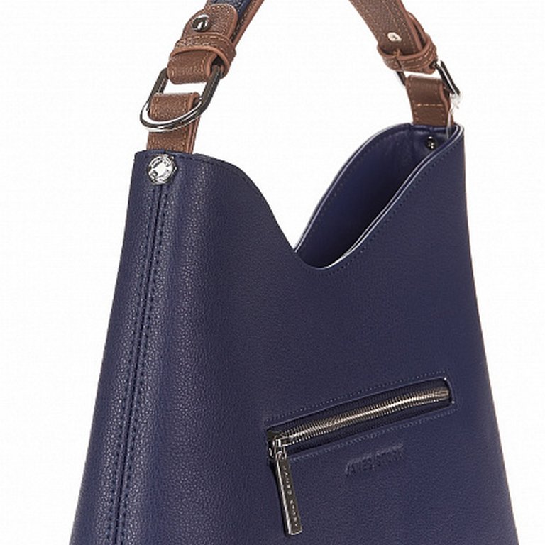 Сумка женская Jane's Story 28х21х11см, нат.кожа,  синяя