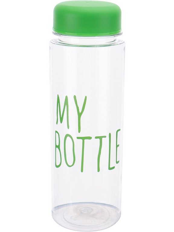 Бутылка пластиковая  500мл "Это моя бутылка" прозрачная в зеленом чехле MILAND