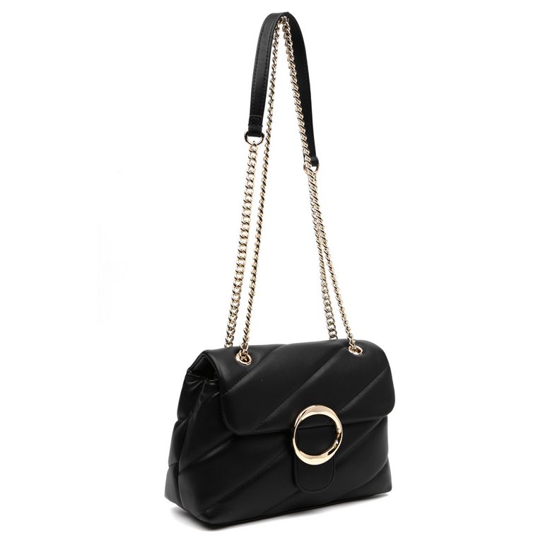 Сумка женская FABRETTI 23х16х10 см, нат. кожа, черный