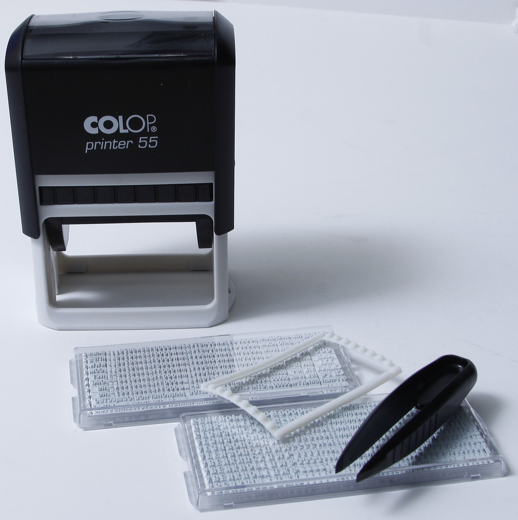 Штамп самонаборный 10/8 стр 40х60 мм 2 кассы с рамкой Colop, корпус черный