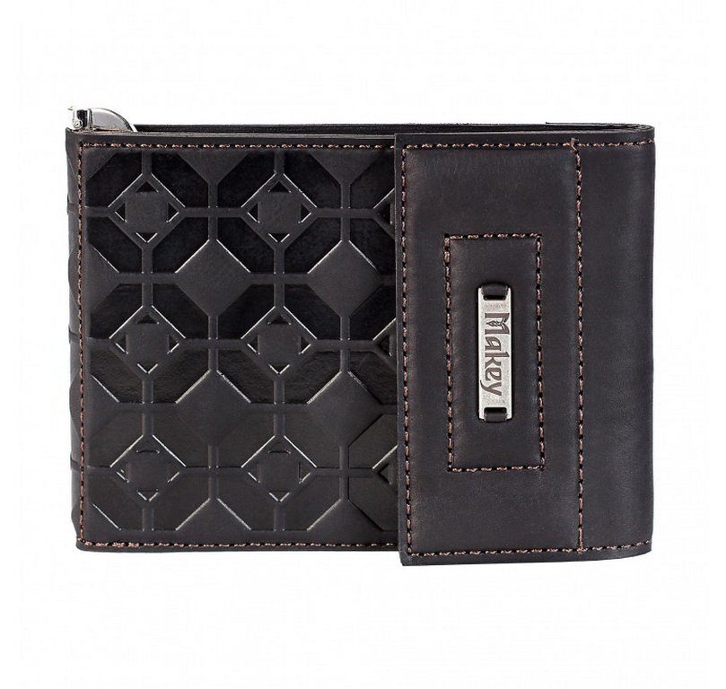 Зажим для денег 80*112мм "Макей" нат. кожа, цвет коричневый (многофункциональный)