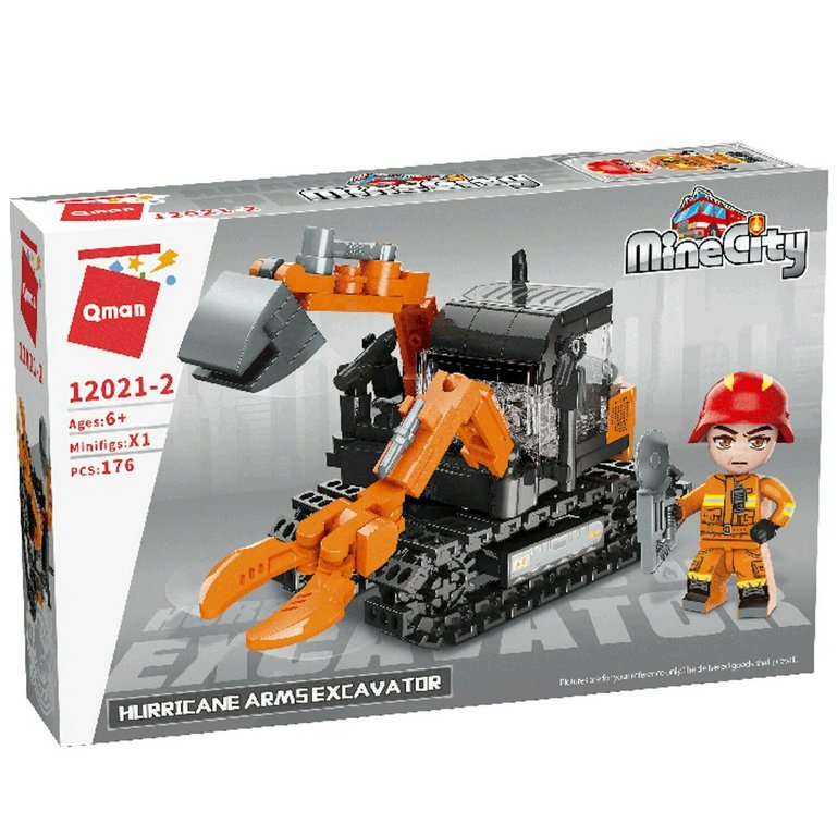 Конструктор пластиковый 176 дет. "Пожарный трактор-манипулятор" Qman