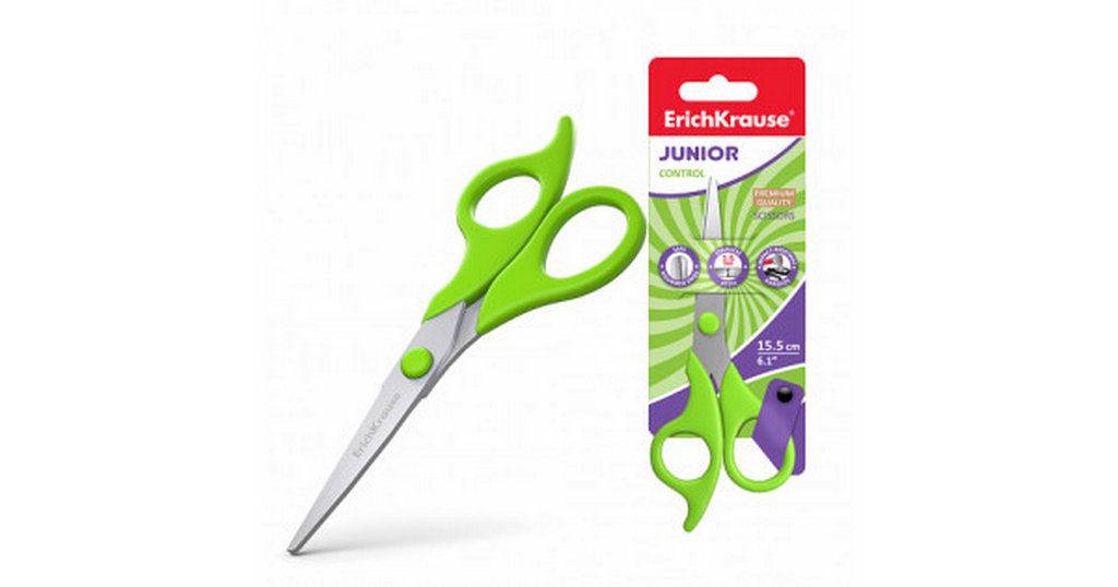 Ножницы 155 мм детские закругленные лезвия Erich Krause Control Junior