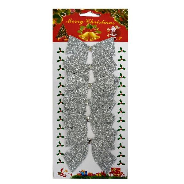 Бант серебро  6 шт, 6,5 см