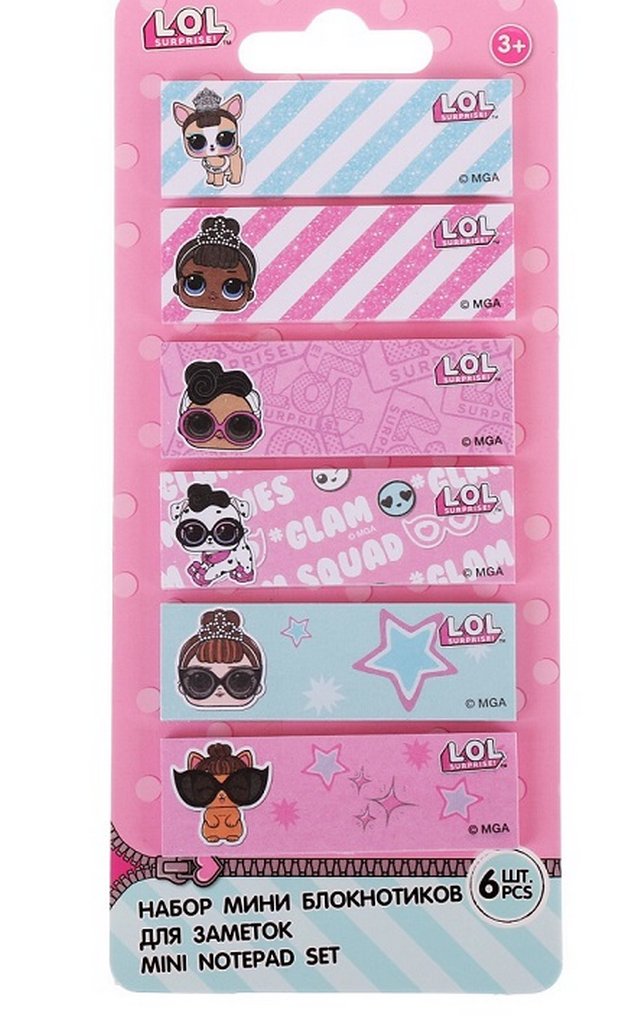 Блокнот-мини А8  58*70 мм, "LOL" набор 6 шт