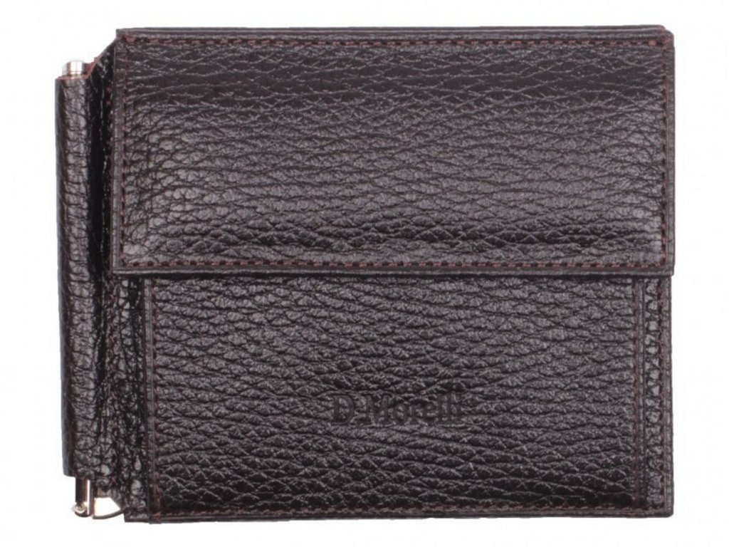 Зажим для денег D.Morelli "Texas" с монетником, нат.кожа, коричневый