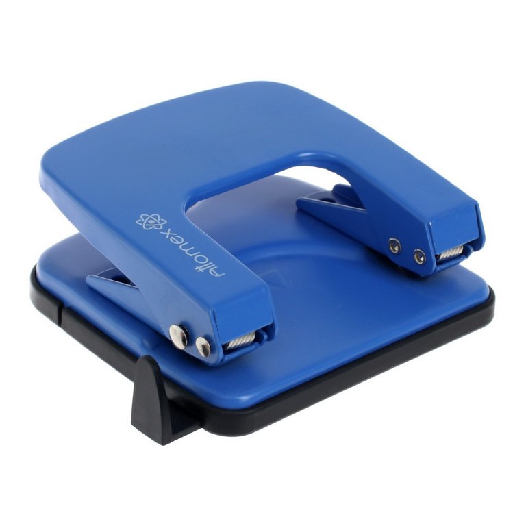 Дырокол до 25л метал. Attomex с линейкой синий