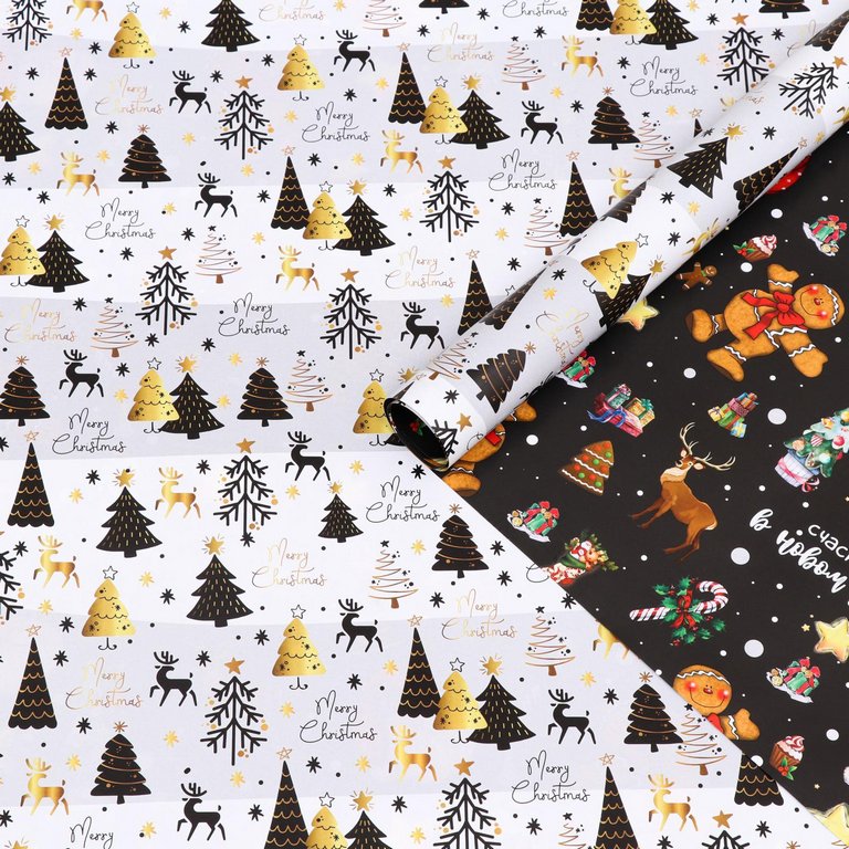 Бумага упаковочная НГ 70*100см "Волшебный лес", двусторонняя, листами