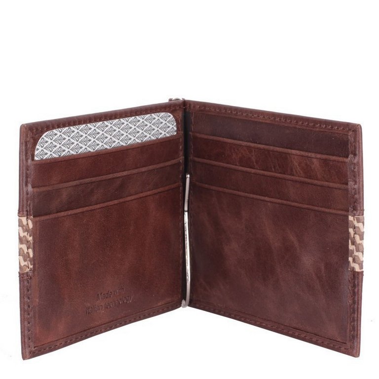 Зажим для денег D.Morelli "Бранд" нат.кожа, коричневый